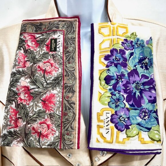 Set of 2New tag on Lanvin ParisMiniScarf/Handkerchief cotton silk 19